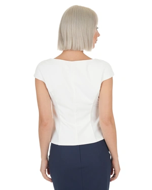 White fitted blouse with V-neckline | Business - 5