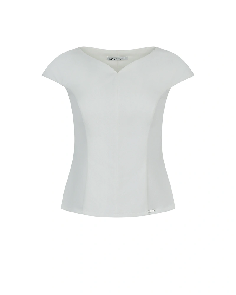 White fitted blouse with V-neckline | Business