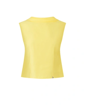 Минималистичен жълт топ от вискоза и район със заоблена обърната яка | Бизнес | Dika.bg Минималистичен жълт топ от вискоза и район със заоблена обърната яка | Бизнес