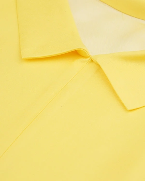 Минималистичен жълт топ от вискоза и район със заоблена обърната яка | Бизнес | Dika.bg - 2 Минималистичен жълт топ от вискоза и район със заоблена обърната яка | Бизнес - 2