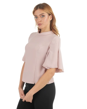 Blouse élégante rose poudré à manches courtes | COLLECTION - 4