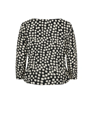 Viscose blouse with black-beige contrast print | COLLECTION | Dika.ge - 1 Viscose blouse with black-beige contrast print | COLLECTION - 1