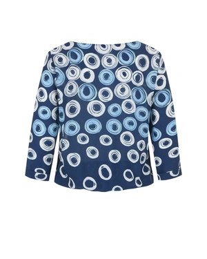 Ефирна дамска блуза от 100% вискоза със стилизиран принт в синята гама | НОВО - 5