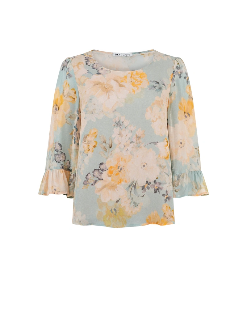 Пролетна блуза от 100% район в пастелни цветове | НОВО