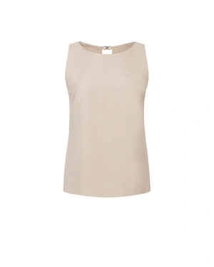 ვისკოზისა და სელისგან დამზადებული საგაზაფხულო ბლუზა კრემისფერში | ყოველდღიური - 1