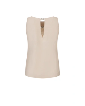 ვისკოზისა და სელისგან დამზადებული საგაზაფხულო ბლუზა კრემისფერში | ყოველდღიური - 2