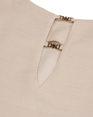 ვისკოზისა და სელისგან დამზადებული საგაზაფხულო ბლუზა კრემისფერში | ყოველდღიური - 3