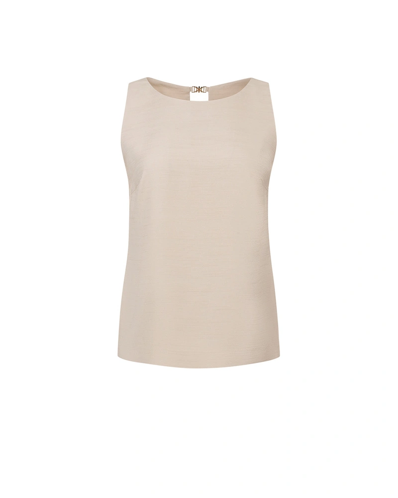 ვისკოზისა და სელისგან დამზადებული საგაზაფხულო ბლუზა კრემისფერში | ყოველდღიური