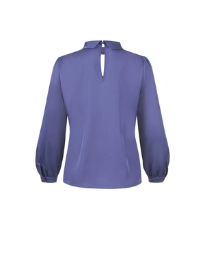 Satin-finish blouse in blue with V-shaped neckline | COLLECTION | Dika.rs - 1 Satin-finish blouse in blue with V-shaped neckline | COLLECTION - 1