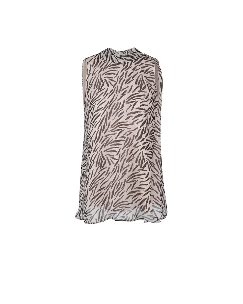 Ефирна блуза от район с животински принт с пандела на гърба | Блузи | Dika.bg Ефирна блуза от район с животински принт с пандела на гърба | Блузи