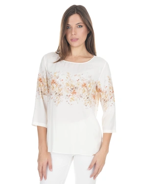Spring viscose blouse with an elegant floral motif | Blouses - 1