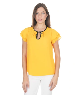 Spring blouse in mustard color with flutter sleeves | Blouses - 1