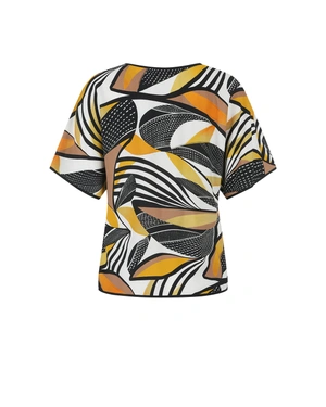 Spring viscose blouse with a stylized motif in warm tones | Casual - 5