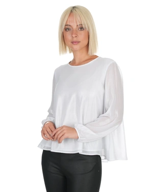 Bela šifon bluza sa dugim rukavima | Bluze - 2
