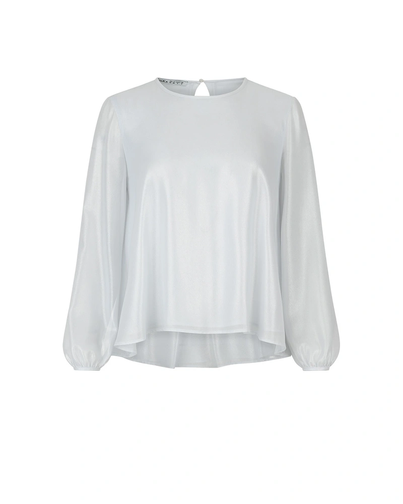 White chiffon blouse with long sleeves | Blouses