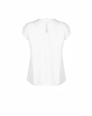 White blouse with crew neck and short puffed sleeves | Blouses | Dika.ge - 4 White blouse with crew neck and short puffed sleeves | Blouses - 4