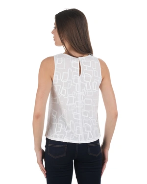 White cotton top with embroidery | Blouses - 3