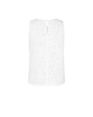 White cotton top with embroidery | Blouses - 4