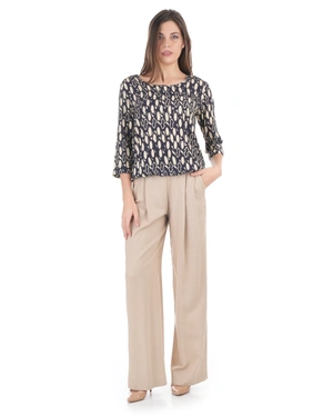 Viscose blouse with delicate blue-beige print | Blouses - 4