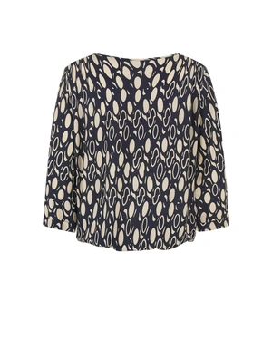 Viscose blouse with delicate blue-beige print | Blouses - 5