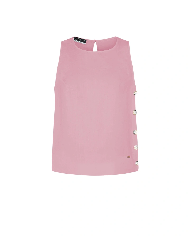 Ethereal sleeveless linen blouse in dusty rose | NEW