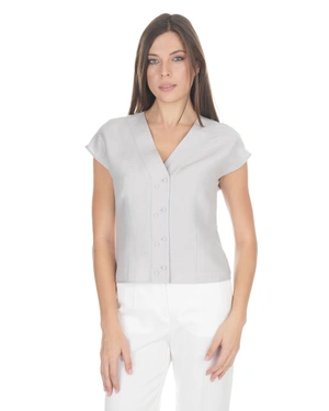 Stylish women’s blouse in linen and viscose in white | Blouses - 1