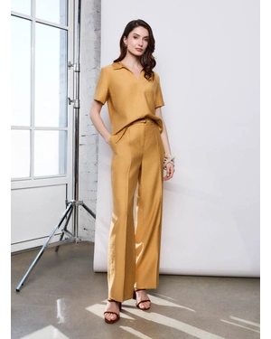 Summer blouse made of viscose and linen in mustard color | NEW - 1