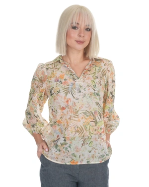 Lightweight cotton blouse with a delicate floral print in pastel tones | Pure cotton and linen collection | Dika.com - 1 Lightweight cotton blouse with a delicate floral print in pastel tones | Pure cotton and linen collection - 1