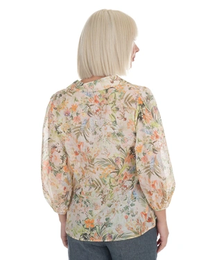 Lightweight cotton blouse with a delicate floral print in pastel tones | Pure cotton and linen collection | Dika.com - 3 Lightweight cotton blouse with a delicate floral print in pastel tones | Pure cotton and linen collection - 3