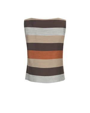 Раиран топ в земни нюанси с вискоза, район и лен | Casual - 2