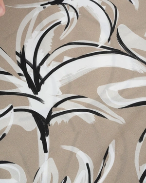 Бежова блуза с абстрактен принт и 3/4 ръкав | Casual - 6