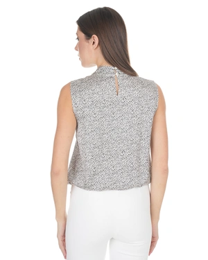 Black tweed blouse with white collar | Blouses - 3