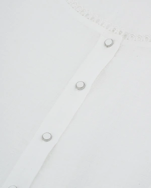 100% კანაფისგან დამზადებული თეთრი, უსახელო ქალის ბლუზა ღილებით | ახალი - 5