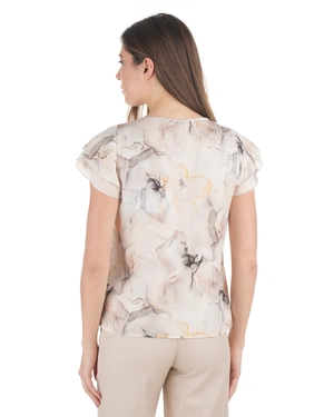 Airy light beige blouse with delicate floral pattern | Blouses - 3