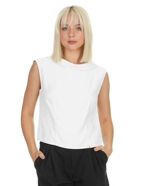 თეთრი უმკლავო ბლუზა მომრგვალებული, გადაბრუნებული ყელით | ახალი | Dika.ge - 2 თეთრი უმკლავო ბლუზა მომრგვალებული, გადაბრუნებული ყელით | ახალი - 2