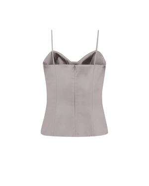 Елегантен сиво-бежов топ тип „бюстие“ с тънки презрамки | НОВО | Dika.bg - 1 Елегантен сиво-бежов топ тип „бюстие“ с тънки презрамки | НОВО - 1