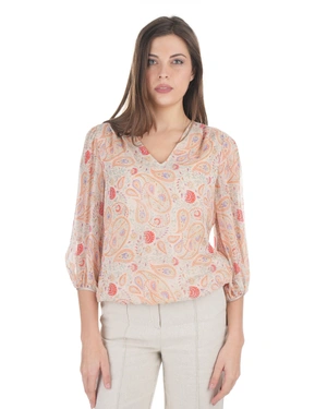 Blouse with an elegant paisley print in pastel tones | NEW - 1