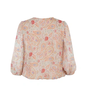 Blouse with an elegant paisley print in pastel tones | NEW - 5