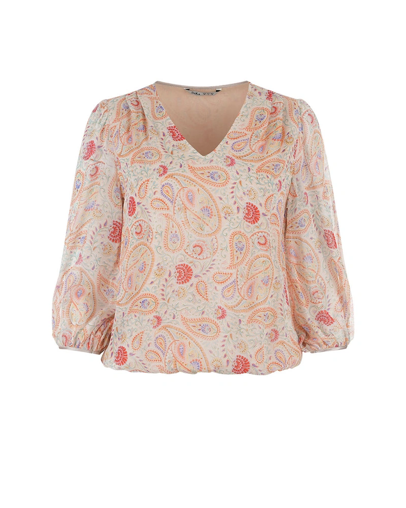 Блуза с елегантен индийски принт в пастелни тонове | НОВО | Dika.bg Блуза с елегантен индийски принт в пастелни тонове | НОВО