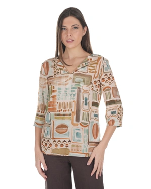 Viscose blouse with stylized pastel pattern | Casual - 1