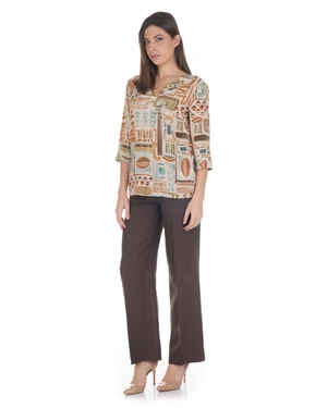 Viscose blouse with stylized pastel pattern | Casual - 4