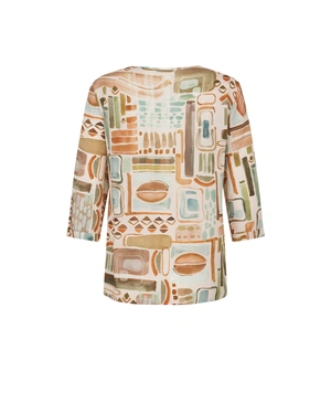 Viscose blouse with stylized pastel pattern | Casual - 5