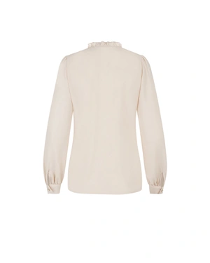 Spring blouse in ecru with long sleeves and a V-neckline with delicate ruffles | Blouses - 5