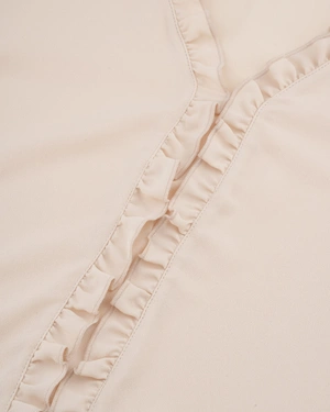 Spring blouse in ecru with long sleeves and a V-neckline with delicate ruffles | Blouses - 6