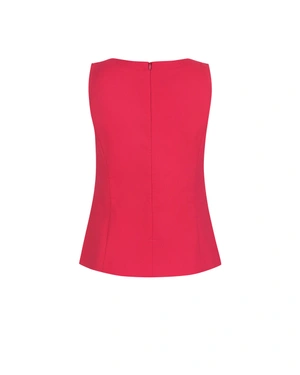 Bluză roșie fără mâneci din viscoză și bumbac, cu nasturi decorativi. | Bluze - 5