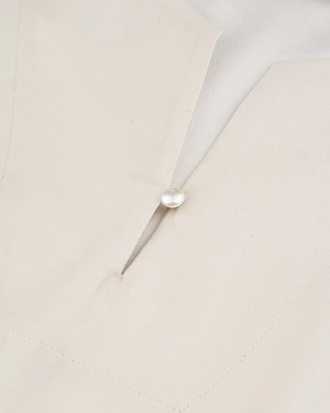 Beige blouse in viscose and rayon, with V-neck opening and button | NEW - 6