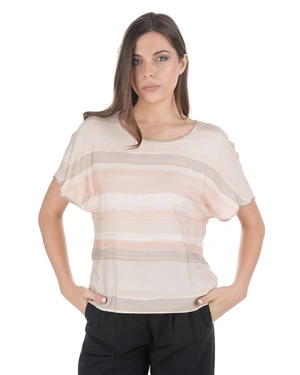 Viscose blouse with a round neckline and V-slit with button | Casual - 1