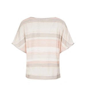 Viscose blouse with a round neckline and V-slit with button | Casual - 4