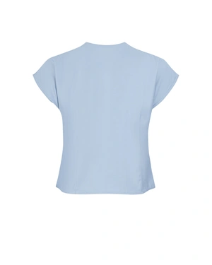 Stylish light blue viscose and rayon blouse with V-neckline and buttons | NEW - 5