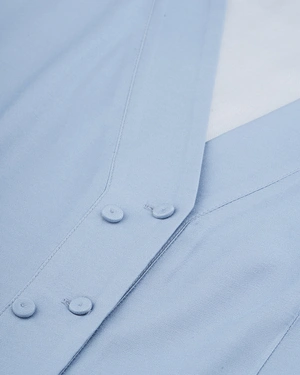 Stylish light blue viscose and rayon blouse with V-neckline and buttons | NEW - 6
